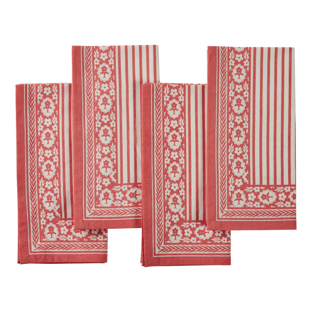 Petite Stripe Napkin Set - Watermelon