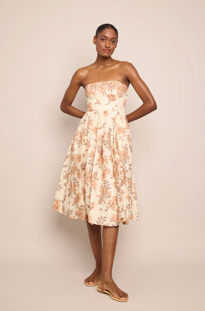 Anisha Dress - Farfella Border Egret