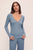 Pointelle V Neck Henley - Faded Denim