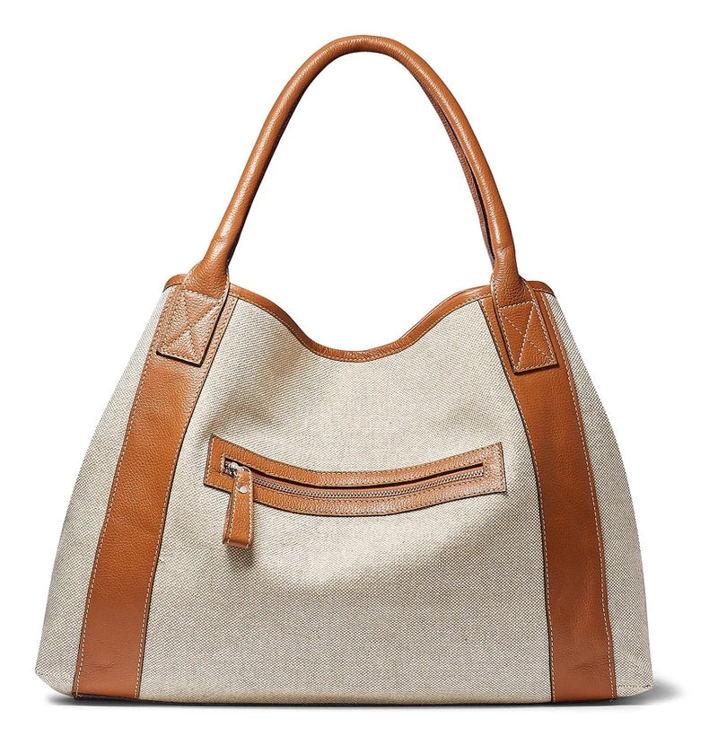 Caroline Linen and Leather Tote