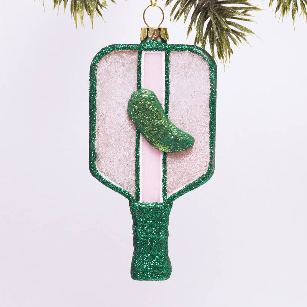 Pickleball Paddle Glass Ornament
