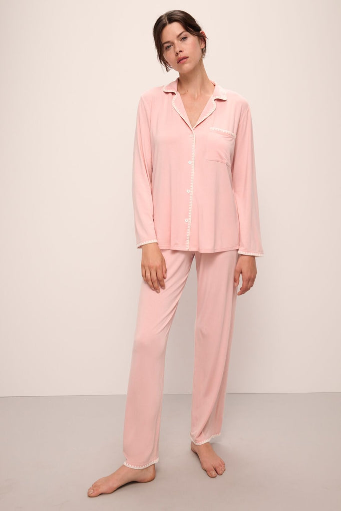 Frida Long PJ Set - Silver Pink/Ivory