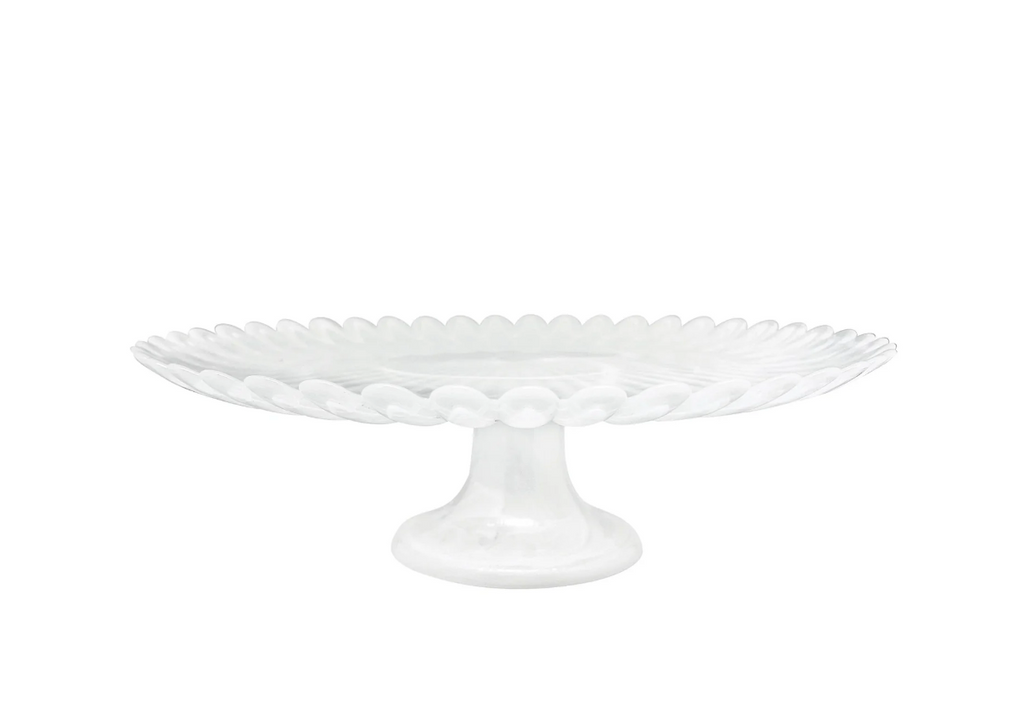 Alabaster White Scalloped Large Cake Stand
