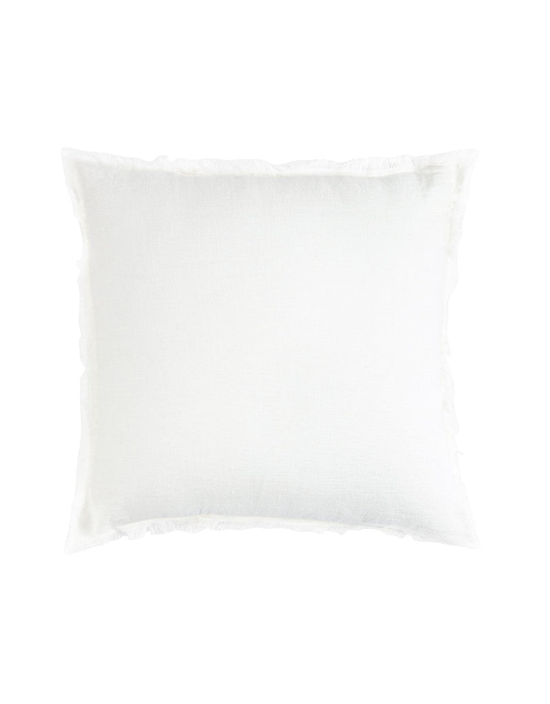 Bright White So Soft Fringe Linen Pillow - 26 x 26