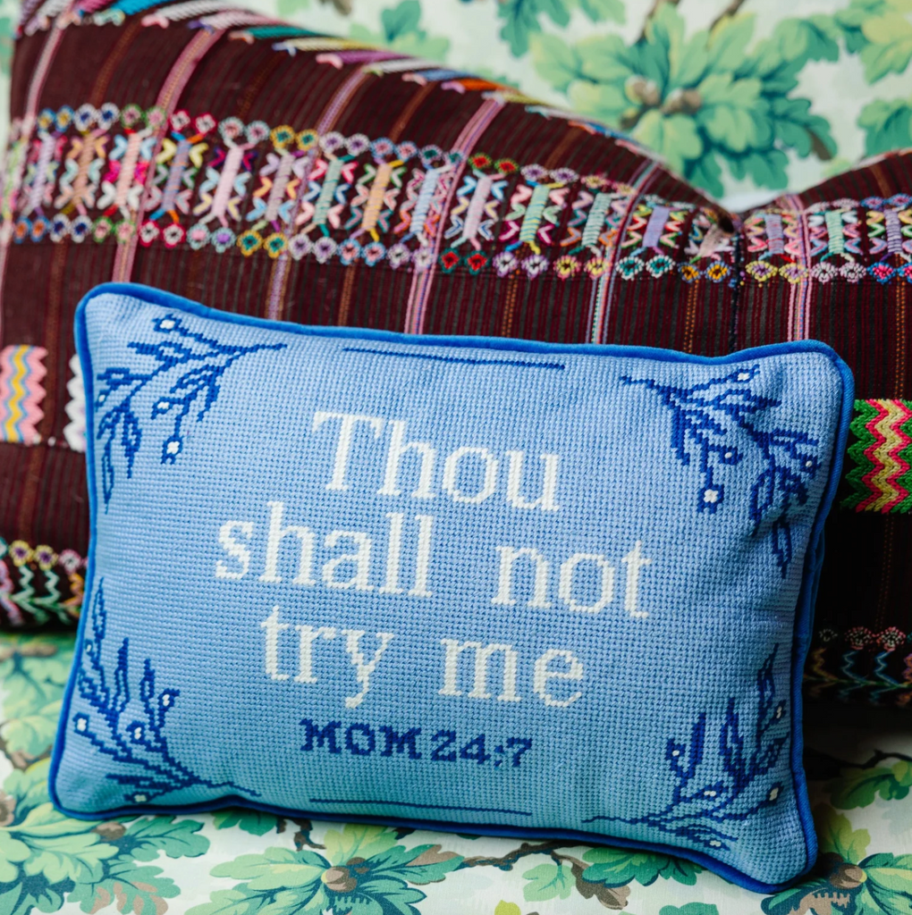 Try Me Needlepoint Pillow