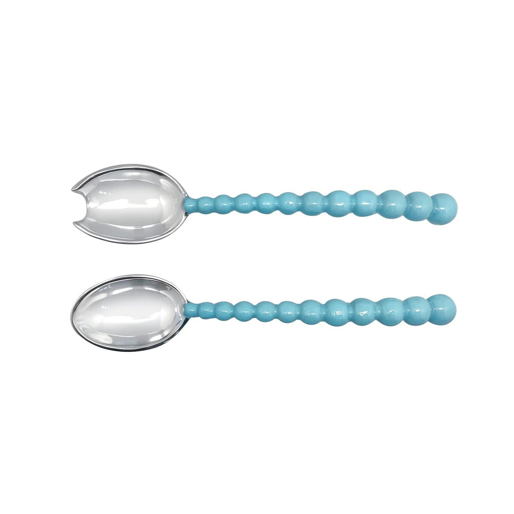 Aqua Pearled Salad Servers