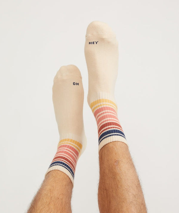 Gym Socks - Cream Sunset Stripes