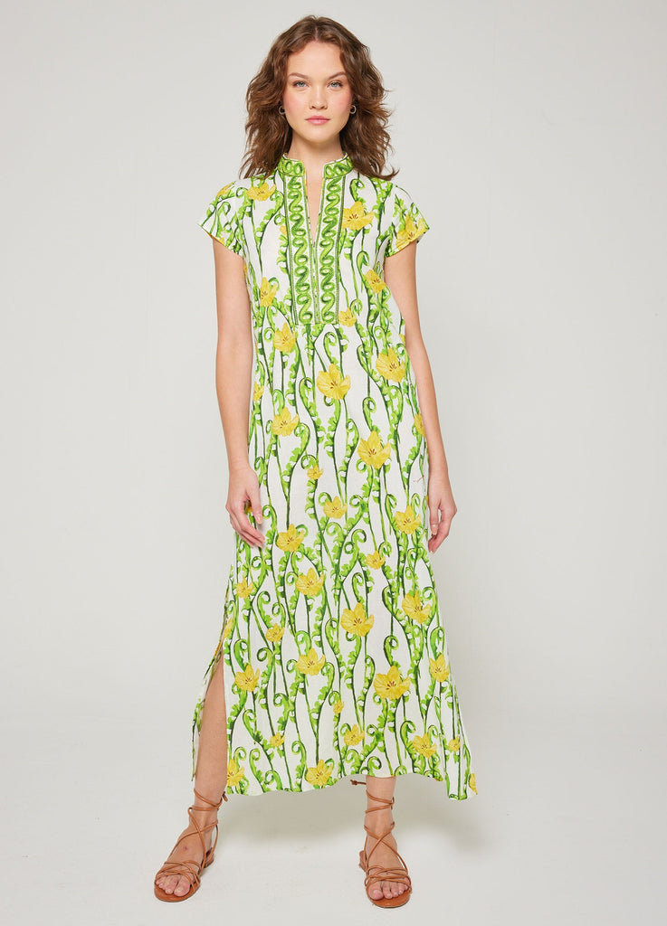 Lana Cap Sleeve Caftan - Lemon