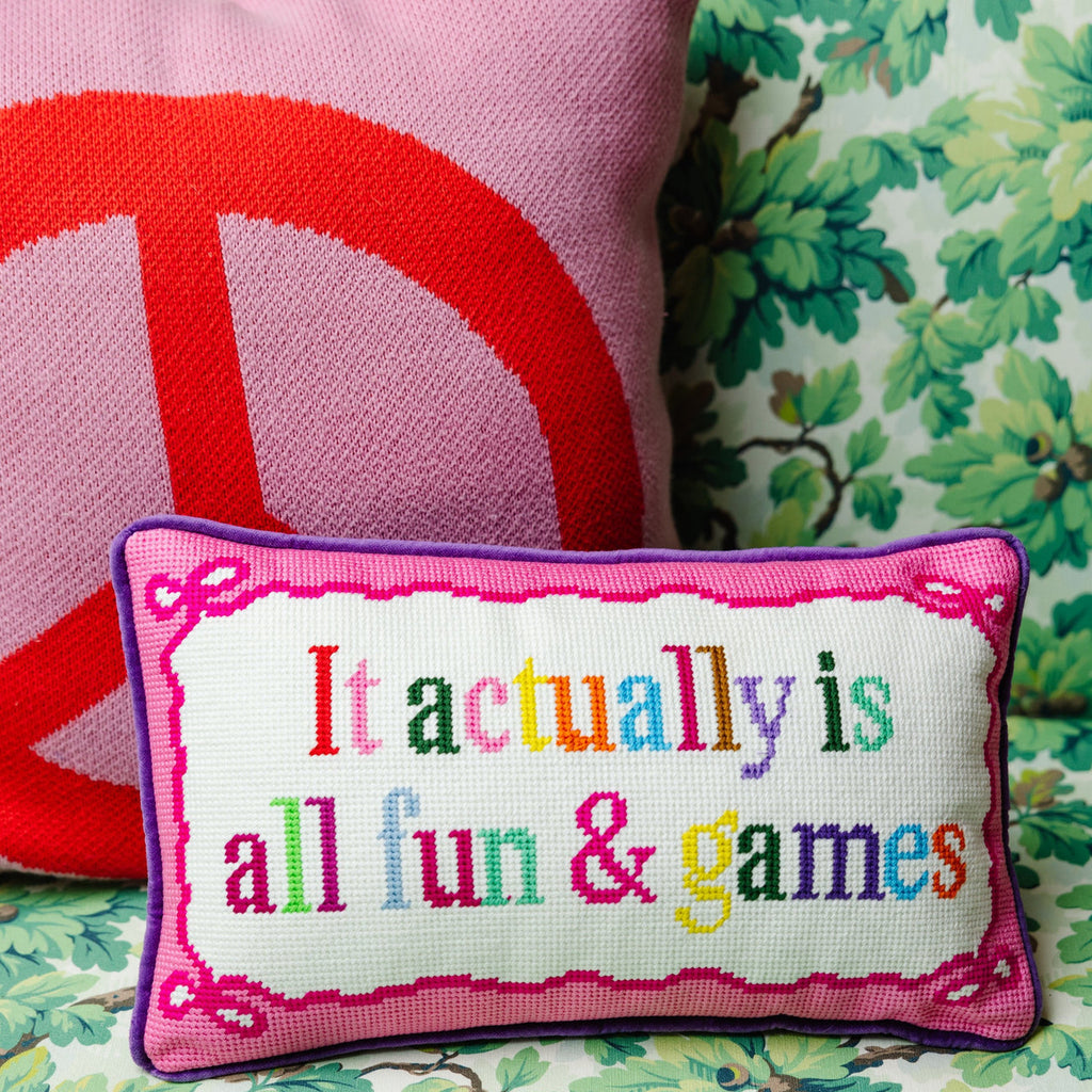 Fun & Games Needlepoint Pillow