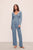 Pointelle V Neck Henley - Faded Denim