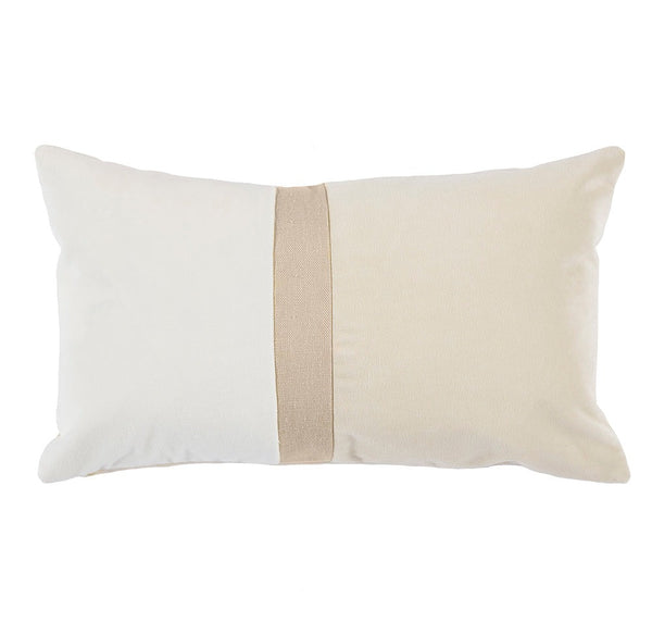Connor Ivory Velvet & Linen Color Block Lumbar Pillow