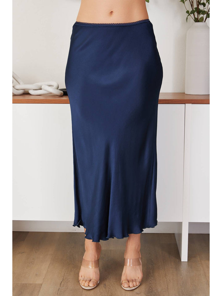 Silky Slip Skirt - Navy