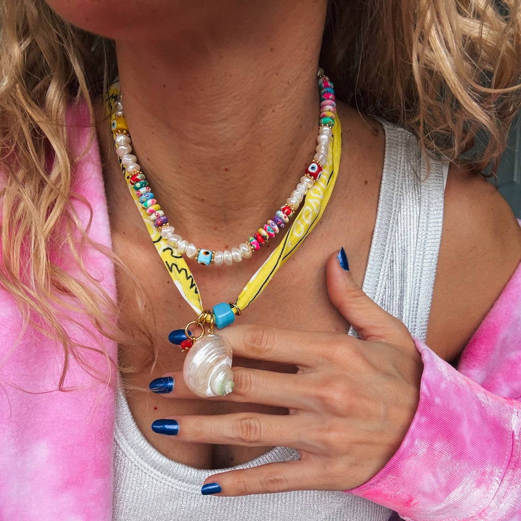 Bohemian Yellow Bandana Scarf Necklace