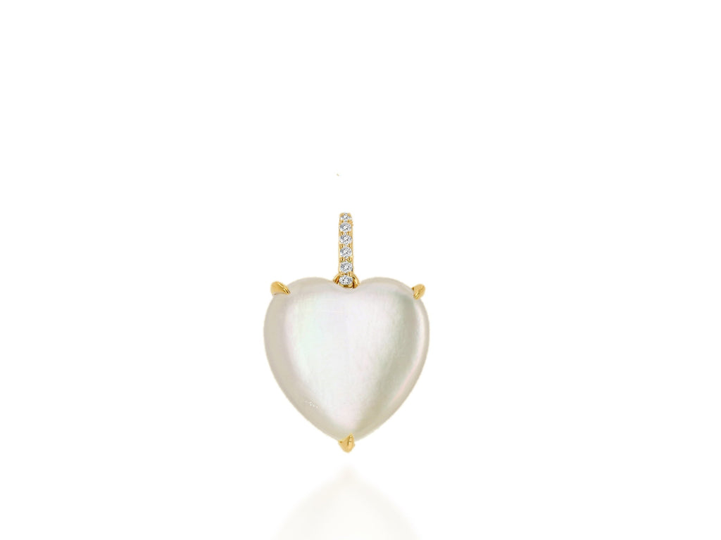 Oversized Mother of Pearl Gemstone Heart Charm