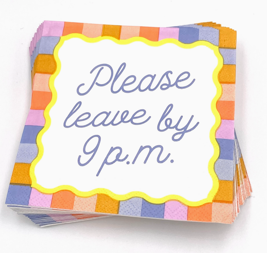 Cursive Please Leave By 9pm Cocktail Napkins