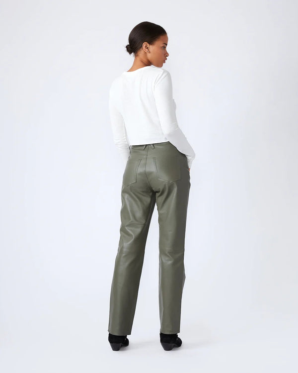 Leather London Pant - Olive