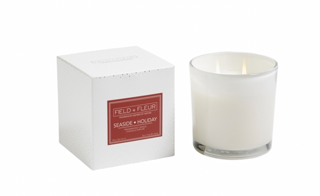 Seaside Holiday 2 Wick Candle in white glass