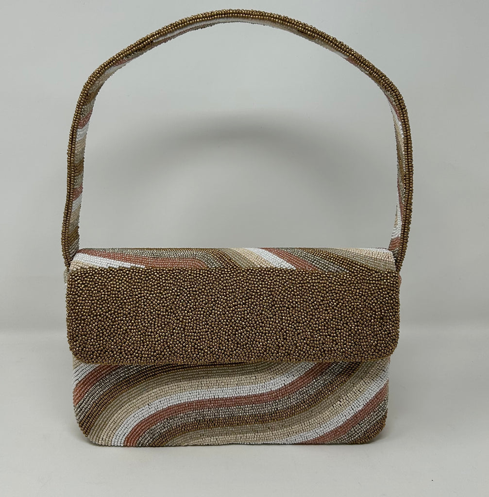 Moyna Wave Stripe Beaded Handbag