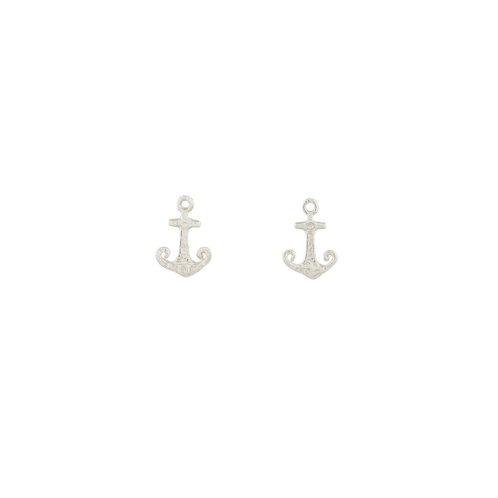 Mini Anchor Stud Earrings - Silver