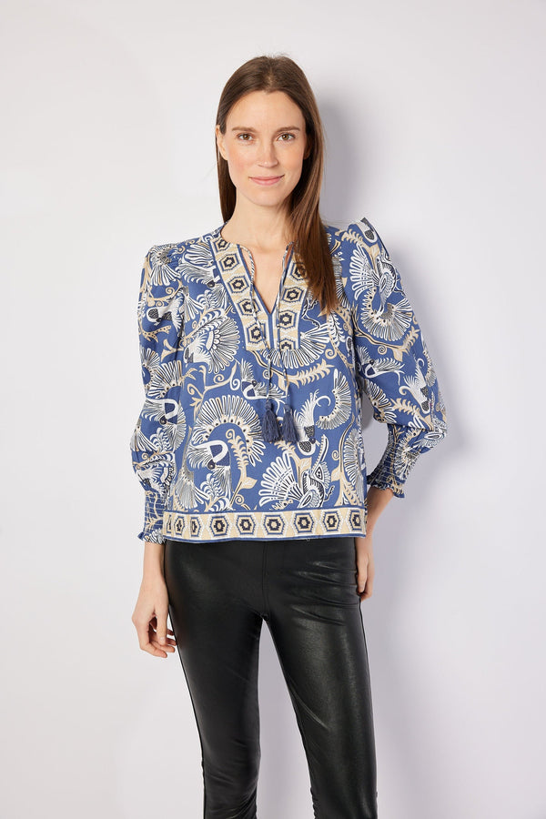 STS x CK Bradley Puff Sleeve Tassel Top - Birds of Paradise