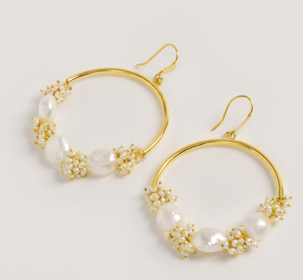 Seed and Baroque Pearl Large Hoops