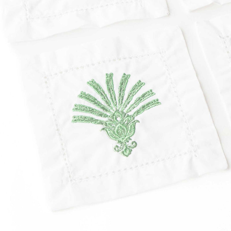 Deco Palm Embroidered Cocktail Napkin Set