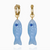 Carved Stone Fish Huggies - Blue Chalcedony