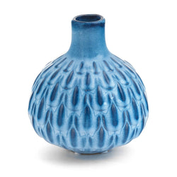 Small Textured Ceramic Blue Vase