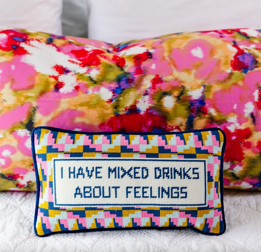 Mixed Drinks Needlepoint Pillow