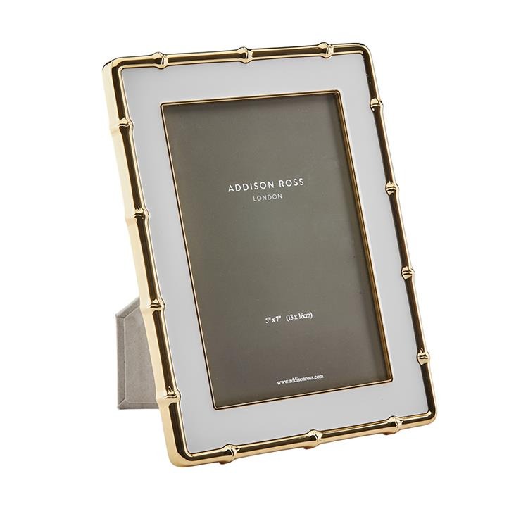White & Gold Bamboo Picture Frame