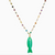 Rainbow Chrysoprase Fish Charm Necklace
