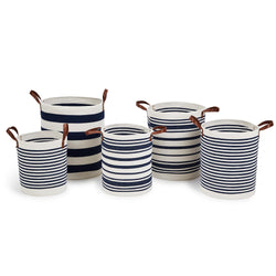 Two's Company Blue & White Striped Basket - 15"