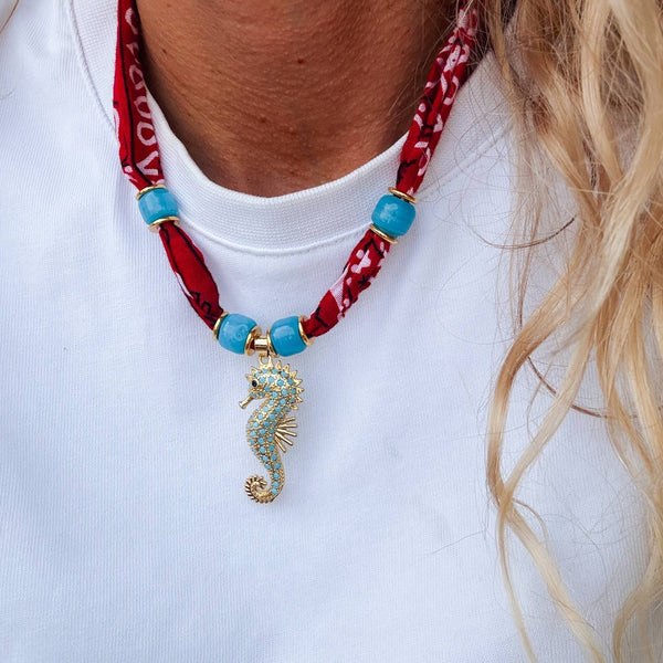 Summer Red Bandana Necklace
