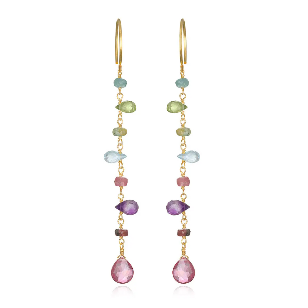 Wildflower Dangle Earrings - Pink Topaz