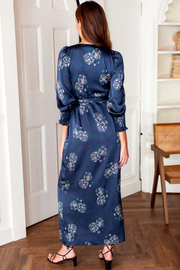 Louisa Wrap Dress - Sara's Flowers Satin