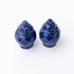 Navy Textured Jar Salt & Pepper Shaker Set