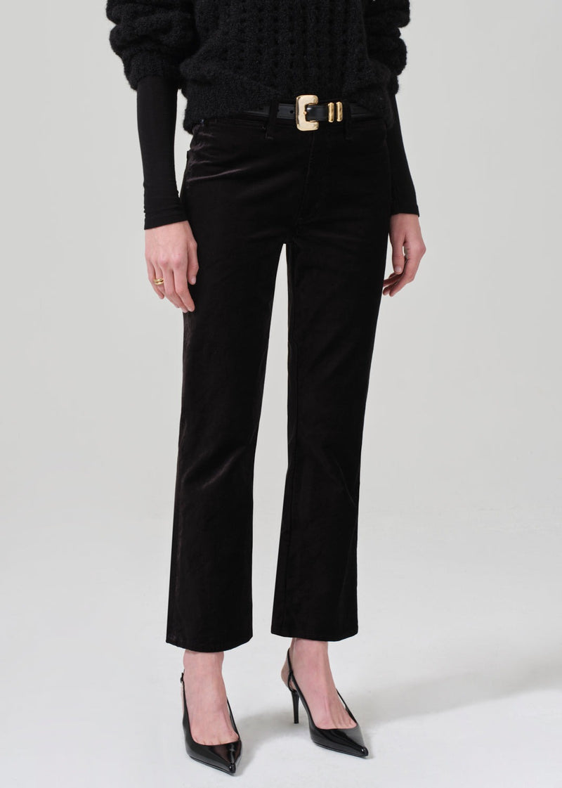 Isola Velvet Cropped Trouser - Black