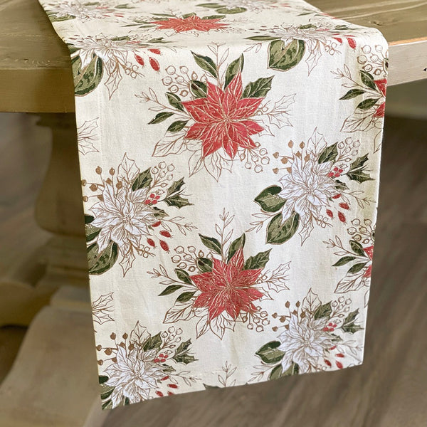 Poinsettia Table Runner - Ivory
