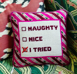 I Tried Needlepoint Pillow