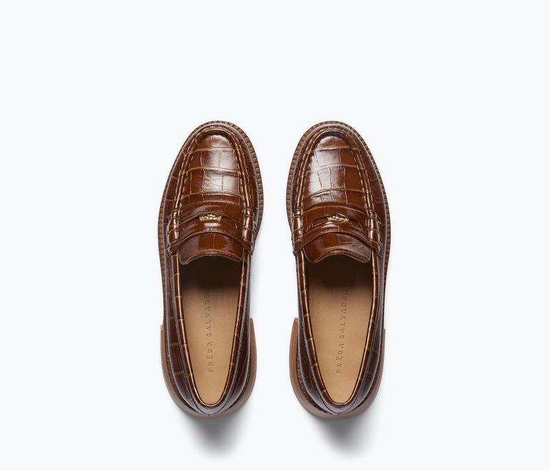 Elba Penny Loafer - Hickory Embossed Croc