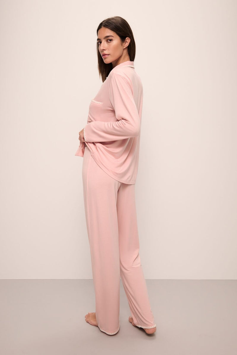 Frida Long PJ Set - Silver Pink/Ivory