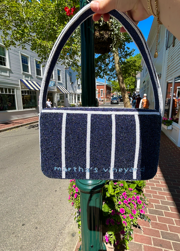 Thin Striped Beaded Handbag