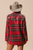 Brushed Plaid Sequin Patch Blazer - Red