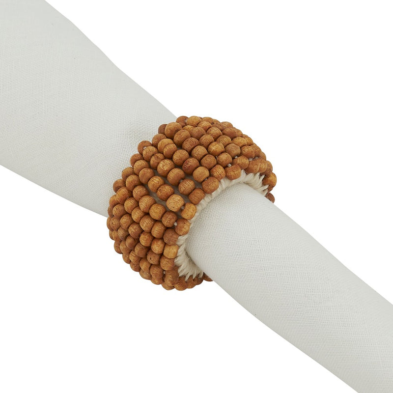 Woven Bead Napkin Ring Set - Natural