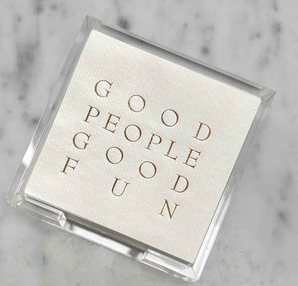 Good People Good Fun Cocktail Napkin Hostess Set