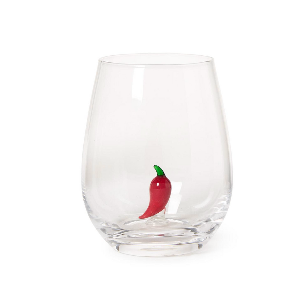 Red Chili Pepper Stemless Wine Glass