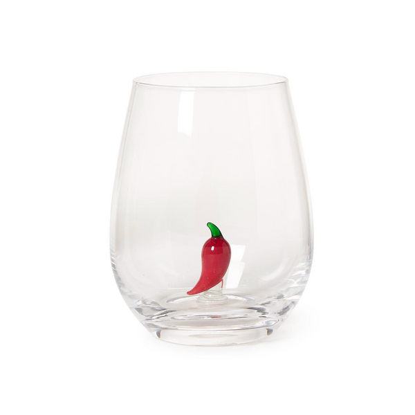 Red Chili Pepper Stemless Wine Glass