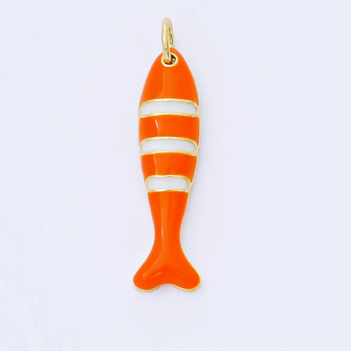 Stripe Sardine Enamel Fish Charm