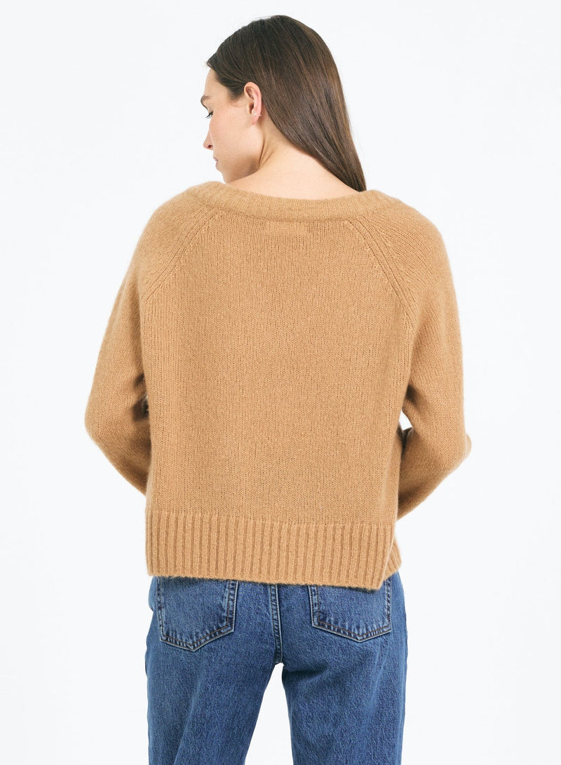 Mabel Cable V-Neck Pullover - Chestnut
