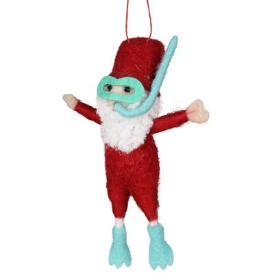 Snorkling Santa Ornament